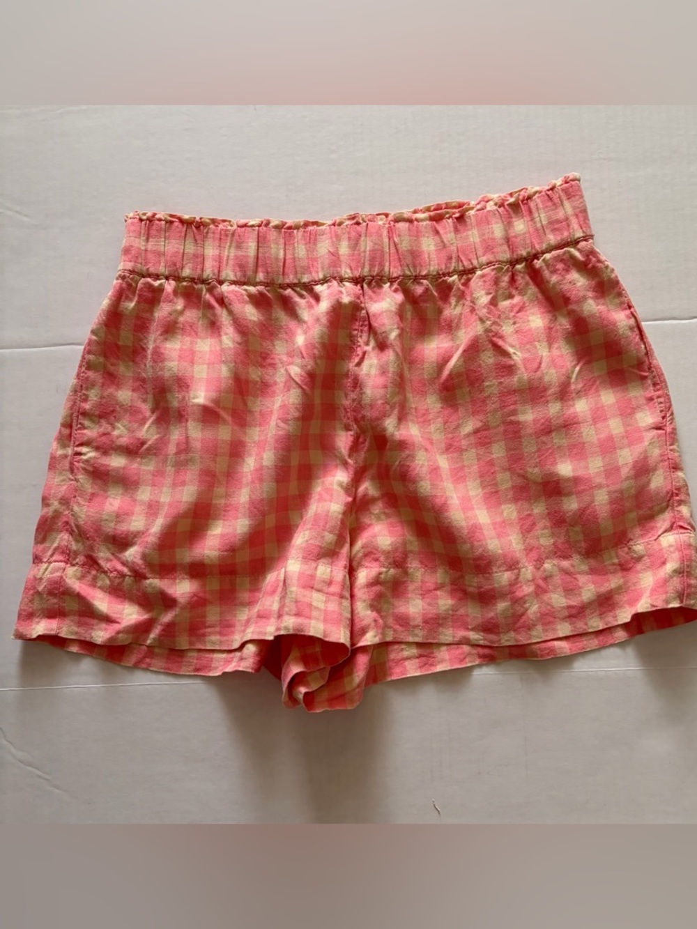 Lou &Grey Pink and Cream Gingham Pull On Shorts